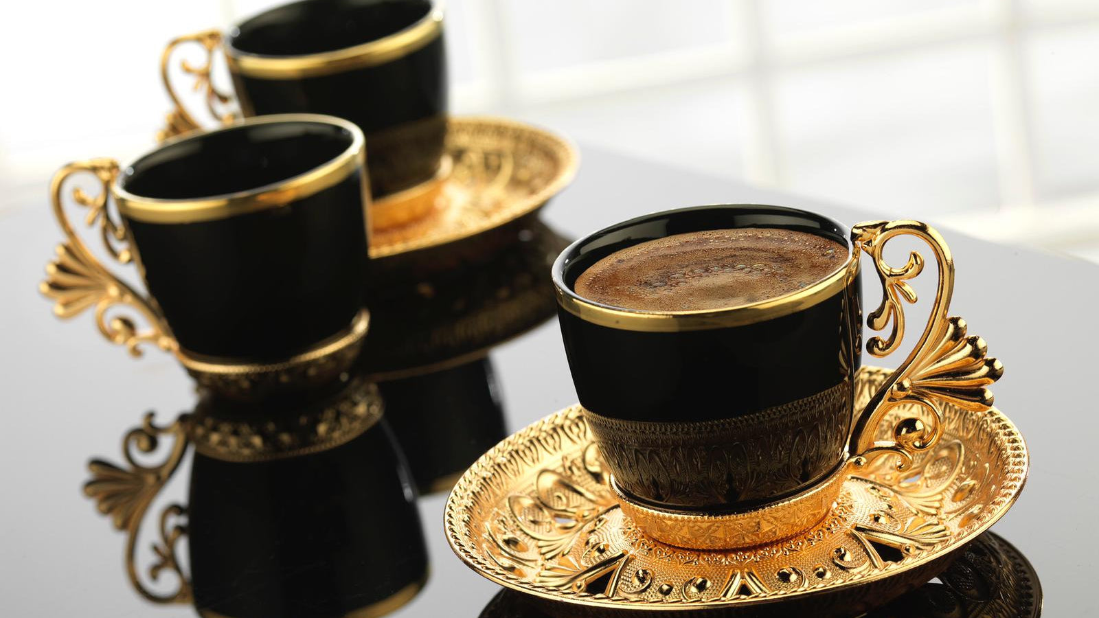 Lal Schwarz – Goldfarbenes Luxus türkisches Kaffeeservice