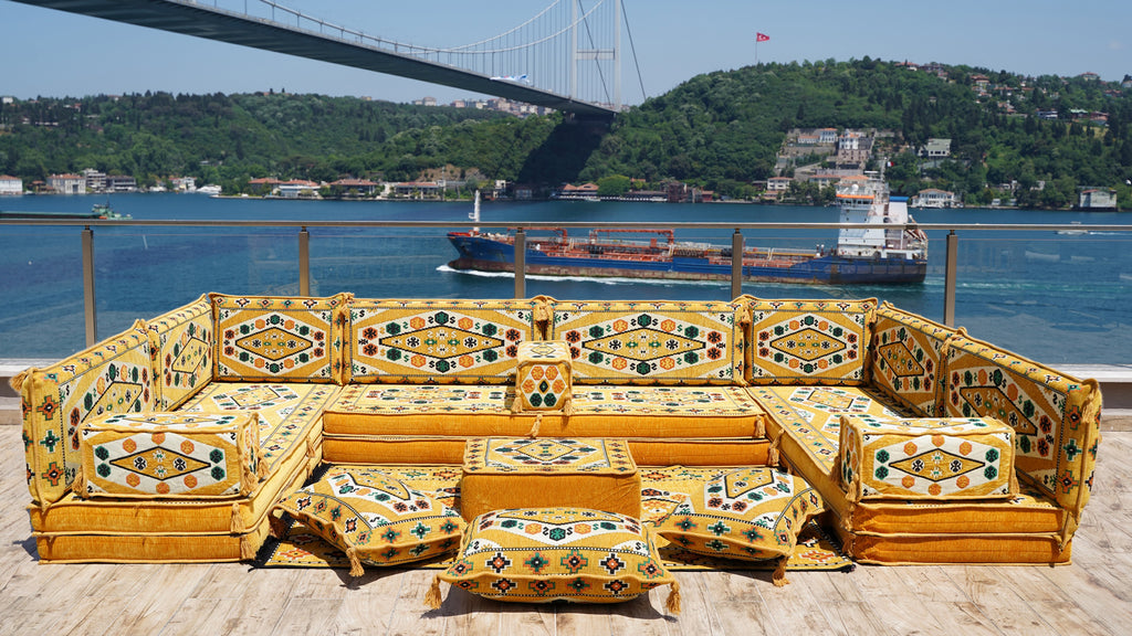 8'' Thickness U Sofa Set, Turkish Seating Pillows, Arabic Jalsa Set