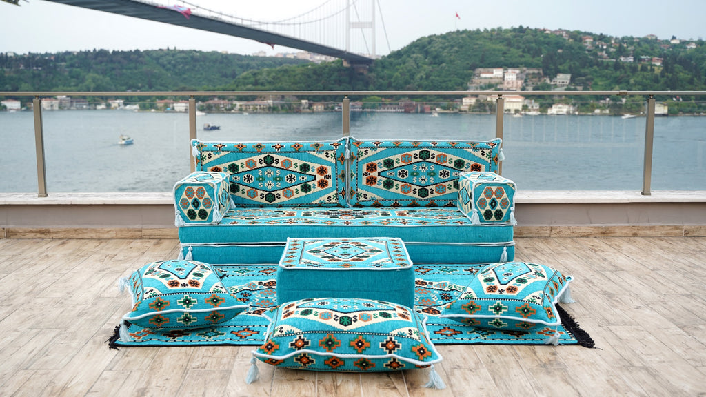 8'' Thickness Sofa Set, Oriental Arabic Floor Couch, Moroccan Floor Seating Set, Home Decor, Sofa Pillow, Meditation Yoga Sofa