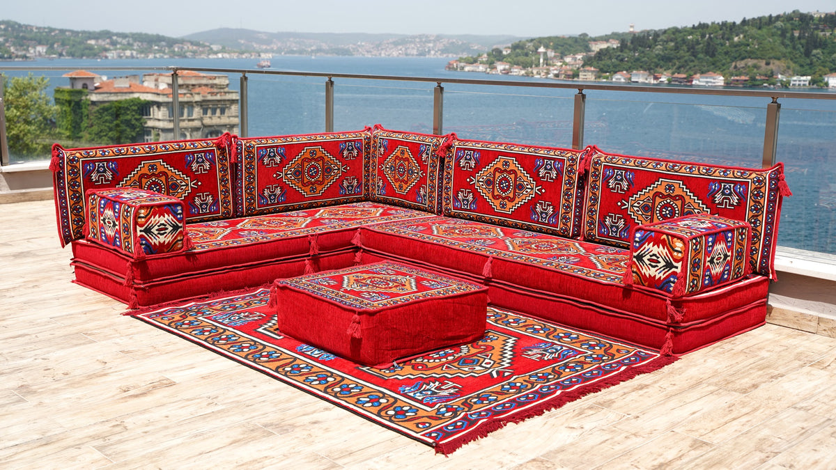 8'' Thickness L Sofa Set, Arabic Sofa Set, Floor Cushions, Arabic Seat
