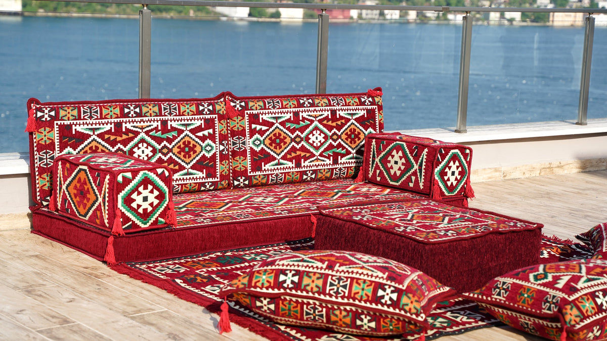 Modern Arabic Majlis Set, Floor Sofa Set, Ethnic Sofa, Arabic Jalsa, M