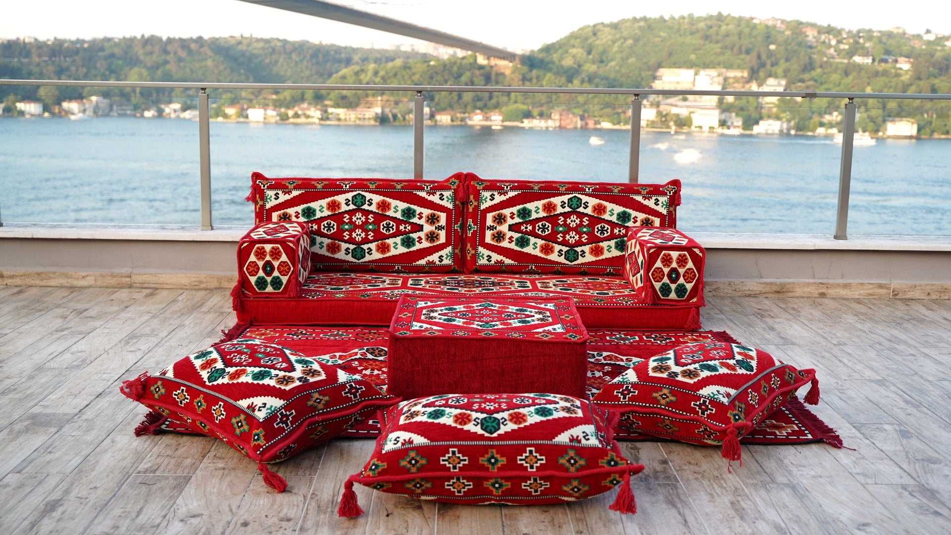 Red Patio Furniture, Handmade Sofas, Arabic Majlis, Outdoor Sofa with