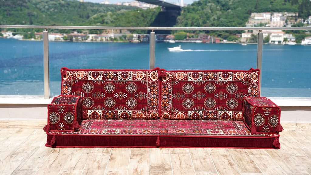 Authentic Arabic Majlis, Arabic Floor Couch, Reading Loveseats, 4" Thickness Floor Seating Set, Single Sofa Sets, Moroccan Cushion
