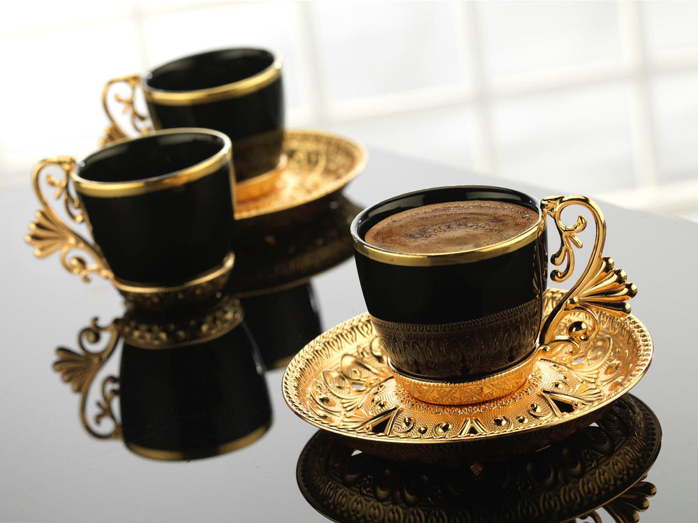 Lal Black – Gold Color Luxury Turkish Coffee Set
