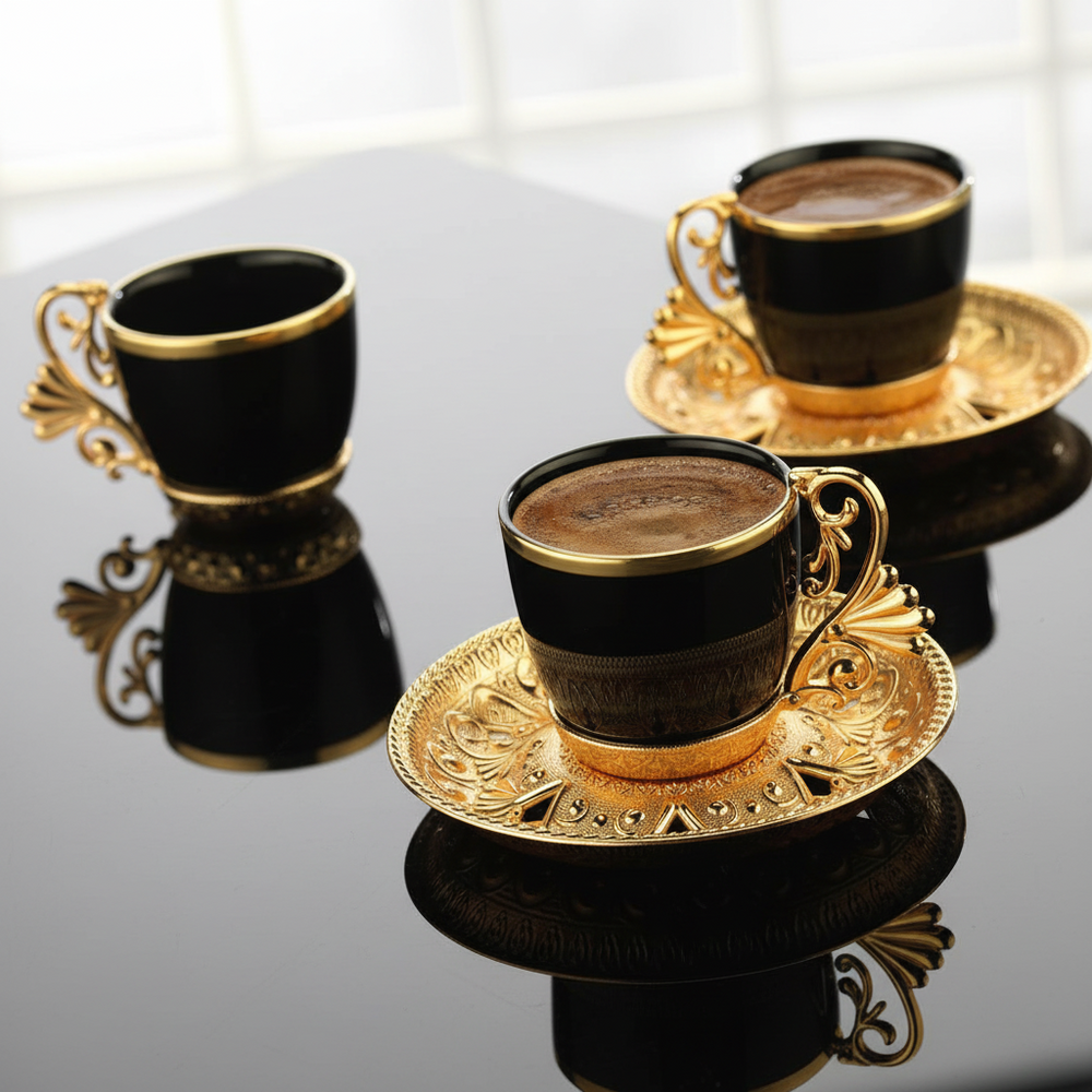 Lal Black – Gold Color Luxury Turkish Coffee Set