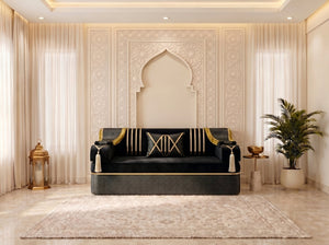 Luxury Arabic Majlis Sofa – Sectional Floor Seating – U Shaped Couch – L Shaped Corner Sofa – Middle Eastern Floor Cushion