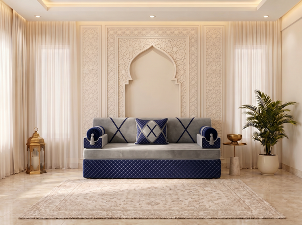 Luxury Arabic Majlis Seating – Modular Floor Sofa Set – U L Single Shapes – Velvet Oriental Couch – Gulf Saudi Majlis