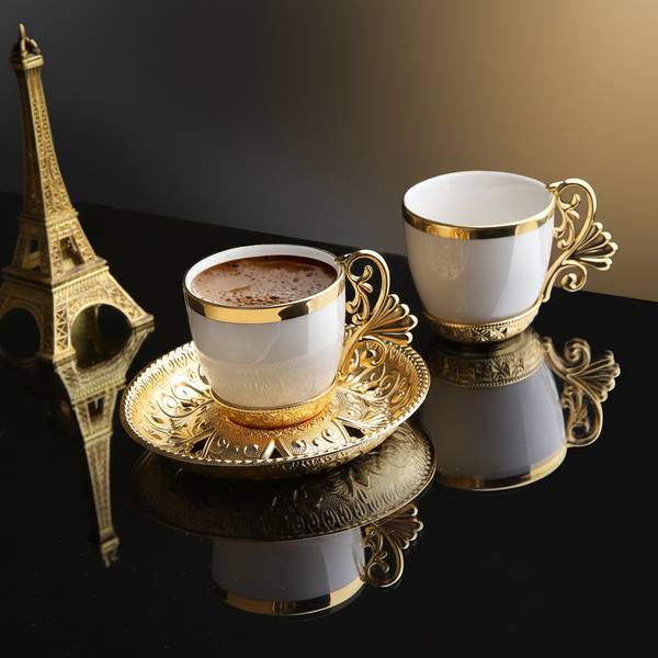Gold Color Authentic Turkish Coffee Set