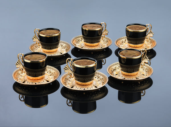 Lal Black – Gold Color Luxury Turkish Coffee Set