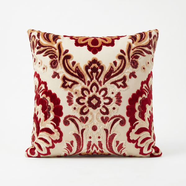 Faded Rose Heirloom: Antique Vintage Lumbar Pillow Cover – Cream Rose Bouquet Aubusson – Gold Fringe – Victorian Throw Pillow