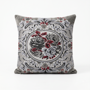 Burgundy Sultan Bloom: Baroque Pillow Cover – Handcrafted Tulip Rose Aubusson Floral Tapestry – Vintage French Country Throw Pillow