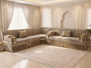 Arabic Majlis Floor Sofa – Corner Sectional Floor Cushions – Traditional Majlis Seating – Moroccan Style Couch
