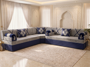 Luxury Arabic Majlis Seating – Modular Floor Sofa Set – U L Single Shapes – Velvet Oriental Couch – Gulf Saudi Majlis