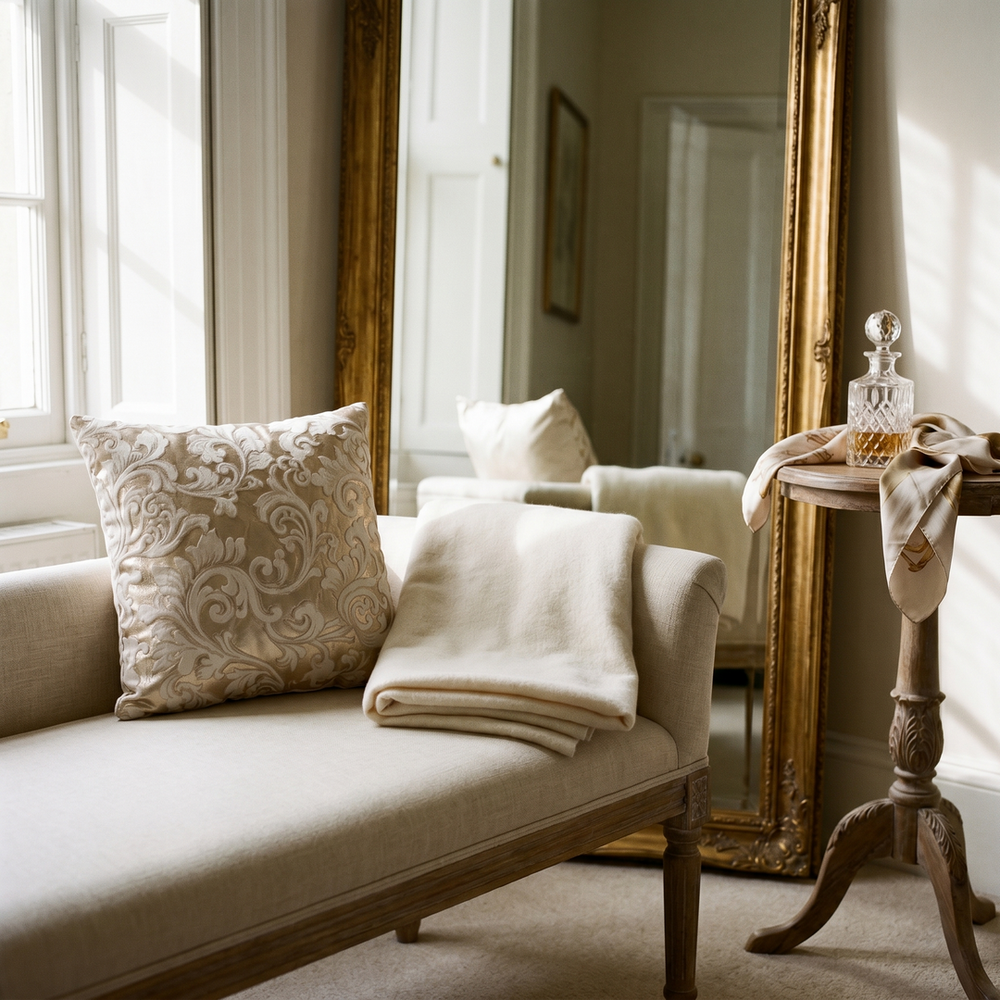 Bone Damask Cream Ivory Pillow Cover – Handwoven Vintage Aubusson Classical Tapestry – Elegant Cottagecore French Throw