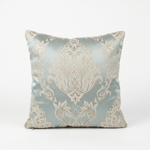 Cherub Cameo: Grey-Blue Aubusson Lumbar Pillow Cover – Baroque Gold Medallion Tapestry – Gold Fringe – Versailles Throw Pillow