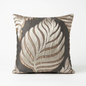Blue Bohemian Palm: Pillow Cover – Handcrafted Tropical Botanical Leaf Tapestry – Boho Coastal Throw Cushion