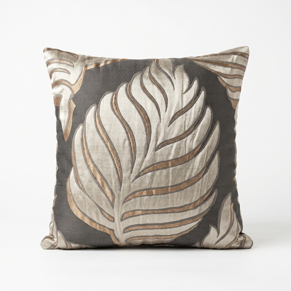 Blue Bohemian Palm: Pillow Cover – Handcrafted Tropical Botanical Leaf Tapestry – Boho Coastal Throw Cushion