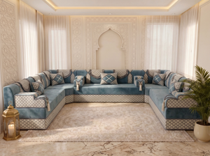 Middle Eastern Majlis Sofa – U Shaped Floor Couch – L Shaped Sectional Set – Single Floor Seating – Handmade Arabic Oriental