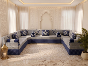 Luxury Arabic Majlis Seating – Modular Floor Sofa Set – U L Single Shapes – Velvet Oriental Couch – Gulf Saudi Majlis