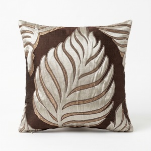 Blue Bohemian Palm: Pillow Cover – Handcrafted Tropical Botanical Leaf Tapestry – Boho Coastal Throw Cushion