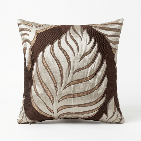 Blue Bohemian Palm: Pillow Cover – Handcrafted Tropical Botanical Leaf Tapestry – Boho Coastal Throw Cushion