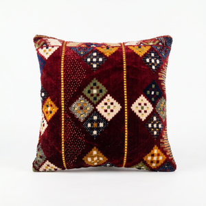 Faded Tea Rose: Vintage Burgundy Aubusson Lumbar Pillow Cover – Floral Tapestry Cushion – Gold Fringe – Shabby Chic Throw Pillow