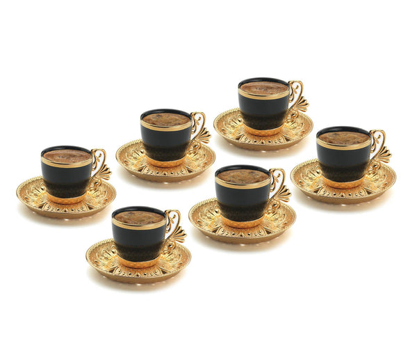 Lal Black – Gold Color Luxury Turkish Coffee Set