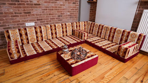 U Shaped Premium Diwan Sofa Sets, Floor Cushions, Oriental Arabic Seating Floor Sofa, Arabic Majlis