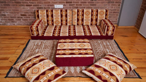 U Shaped Premium Diwan Sofa Sets, Floor Cushions, Oriental Arabic Seating Floor Sofa, Arabic Majlis