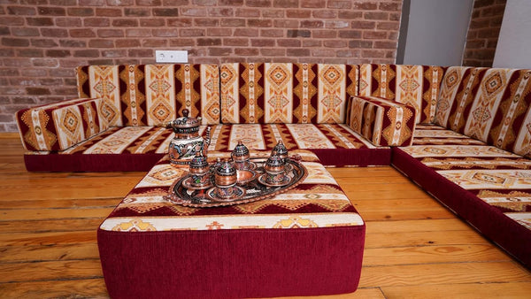 U Shaped Premium Diwan Sofa Sets, Floor Cushions, Oriental Arabic Seating Floor Sofa, Arabic Majlis