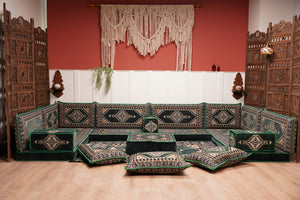 U Shaped Arabic Floor Cushions, Moroccan Sofas, Sectional Sofas, Arabic Seating Sofa, Floor Couches, Arabic Style Sofa