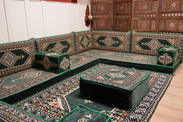U Shaped Arabic Floor Cushions, Moroccan Sofas, Sectional Sofas, Arabic Seating Sofa, Floor Couches, Arabic Style Sofa