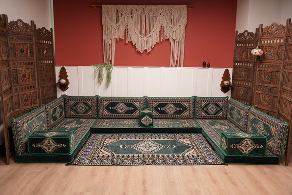 U Shaped Arabic Floor Cushions, Moroccan Sofas, Sectional Sofas, Arabic Seating Sofa, Floor Couches, Arabic Style Sofa
