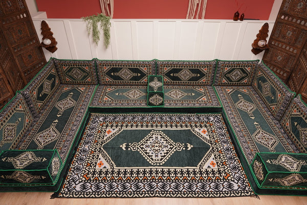 U Shaped Arabic Floor Cushions, Moroccan Sofas, Sectional Sofas, Arabic Seating Sofa, Floor Couches, Arabic Style Sofa