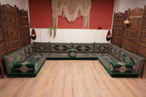U Shaped Arabic Floor Cushions, Moroccan Sofas, Sectional Sofas, Arabic Seating Sofa, Floor Couches, Arabic Style Sofa