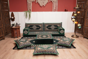 16'' Thickness Single Sofa with Ottoman Couch and Rug, Floor Cushions, Arabic Majlis Set, Boho Floor Seating, Ottoman Floor Cushion, Moroccan Sofas