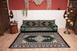 16'' Thickness Single Sofa with Ottoman Couch and Rug, Floor Cushions, Arabic Majlis Set, Boho Floor Seating, Ottoman Floor Cushion, Moroccan Sofas