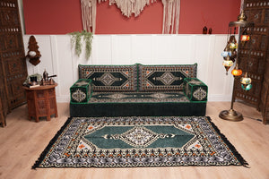 16'' Thickness Single Sofa with Ottoman Couch and Rug, Floor Cushions, Arabic Majlis Set, Boho Floor Seating, Ottoman Floor Cushion, Moroccan Sofas