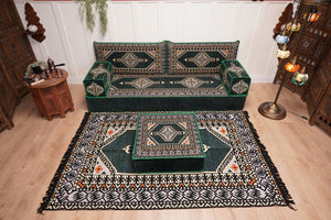 16'' Thickness Single Sofa with Ottoman Couch and Rug, Floor Cushions, Arabic Majlis Set, Boho Floor Seating, Ottoman Floor Cushion, Moroccan Sofas