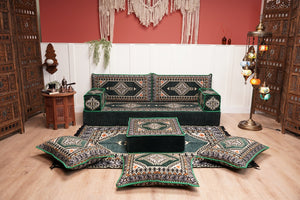 16'' Thickness Single Sofa with Ottoman Couch and Rug, Floor Cushions, Arabic Majlis Set, Boho Floor Seating, Ottoman Floor Cushion, Moroccan Sofas