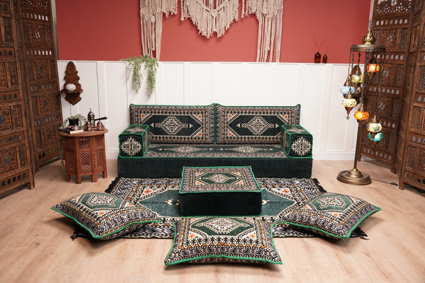 16'' Thickness Single Sofa with Ottoman Couch and Rug, Floor Cushions, Arabic Majlis Set, Boho Floor Seating, Ottoman Floor Cushion, Moroccan Sofas