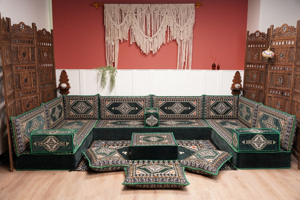U Shaped Arabic Floor Cushions, Moroccan Sofas, Sectional Sofas, Arabic Seating Sofa, Floor Couches, Arabic Style Sofa