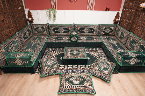 U Shaped Arabic Floor Cushions, Moroccan Sofas, Sectional Sofas, Arabic Seating Sofa, Floor Couches, Arabic Style Sofa