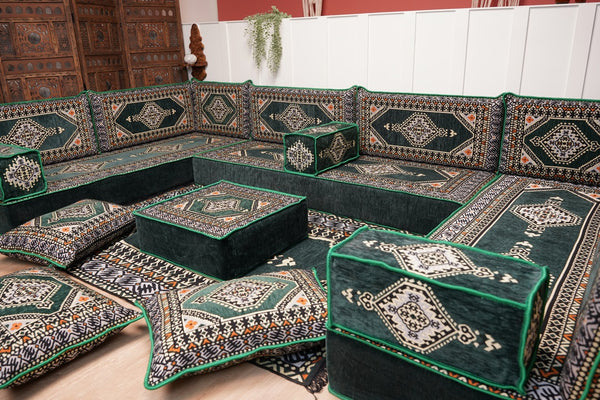 U Shaped Arabic Floor Cushions, Moroccan Sofas, Sectional Sofas, Arabic Seating Sofa, Floor Couches, Arabic Style Sofa