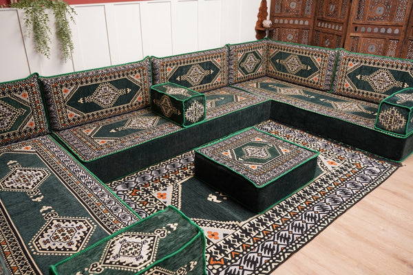U Shaped Arabic Floor Cushions, Moroccan Sofas, Sectional Sofas, Arabic Seating Sofa, Floor Couches, Arabic Style Sofa