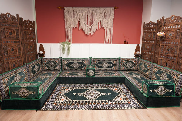 U Shaped Arabic Floor Cushions, Moroccan Sofas, Sectional Sofas, Arabic Seating Sofa, Floor Couches, Arabic Style Sofa