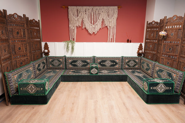 U Shaped Arabic Floor Cushions, Moroccan Sofas, Sectional Sofas, Arabic Seating Sofa, Floor Couches, Arabic Style Sofa