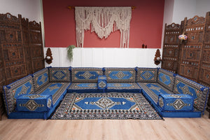 كنبة أرضية عربية، كنب عربي على شكل حرف U، وسائد أرضية، كنبة مجلس عربية، كنب عصري، وسائد مقاعد أرضية