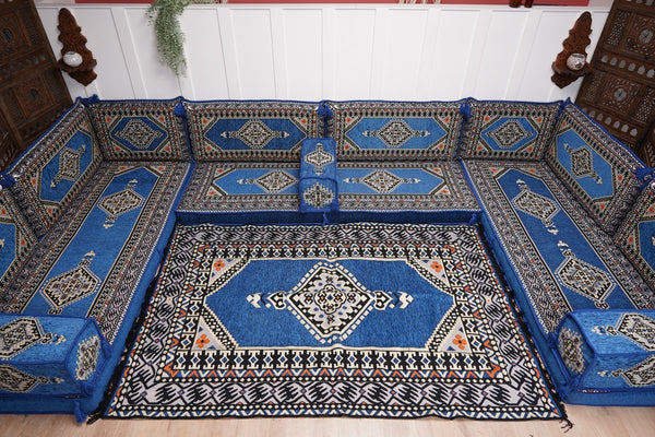 كنبة أرضية عربية، كنب عربي على شكل حرف U، وسائد أرضية، كنبة مجلس عربية، كنب عصري، وسائد مقاعد أرضية