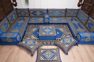 كنبة أرضية عربية، كنب عربي على شكل حرف U، وسائد أرضية، كنبة مجلس عربية، كنب عصري، وسائد مقاعد أرضية